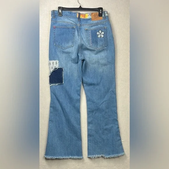 BDG Urban Outfitters Size 29 Patchwork High Rise Flare Jeans Boho Hippie - Picture 7 of 16